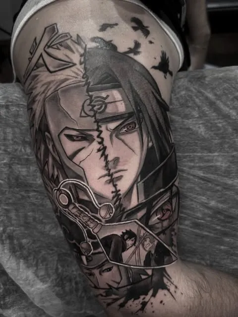 Itachi, de Naruto, com corvos